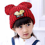 Детская зимняя шапочка для девочки Микки с ушками черная, фото 6