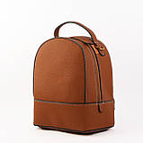Рюкзак-сумка шкіряний жіночий маленький рудий, фото 2