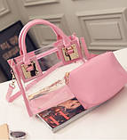 Сумка прозора + косметичка рожева з PVC, фото 2