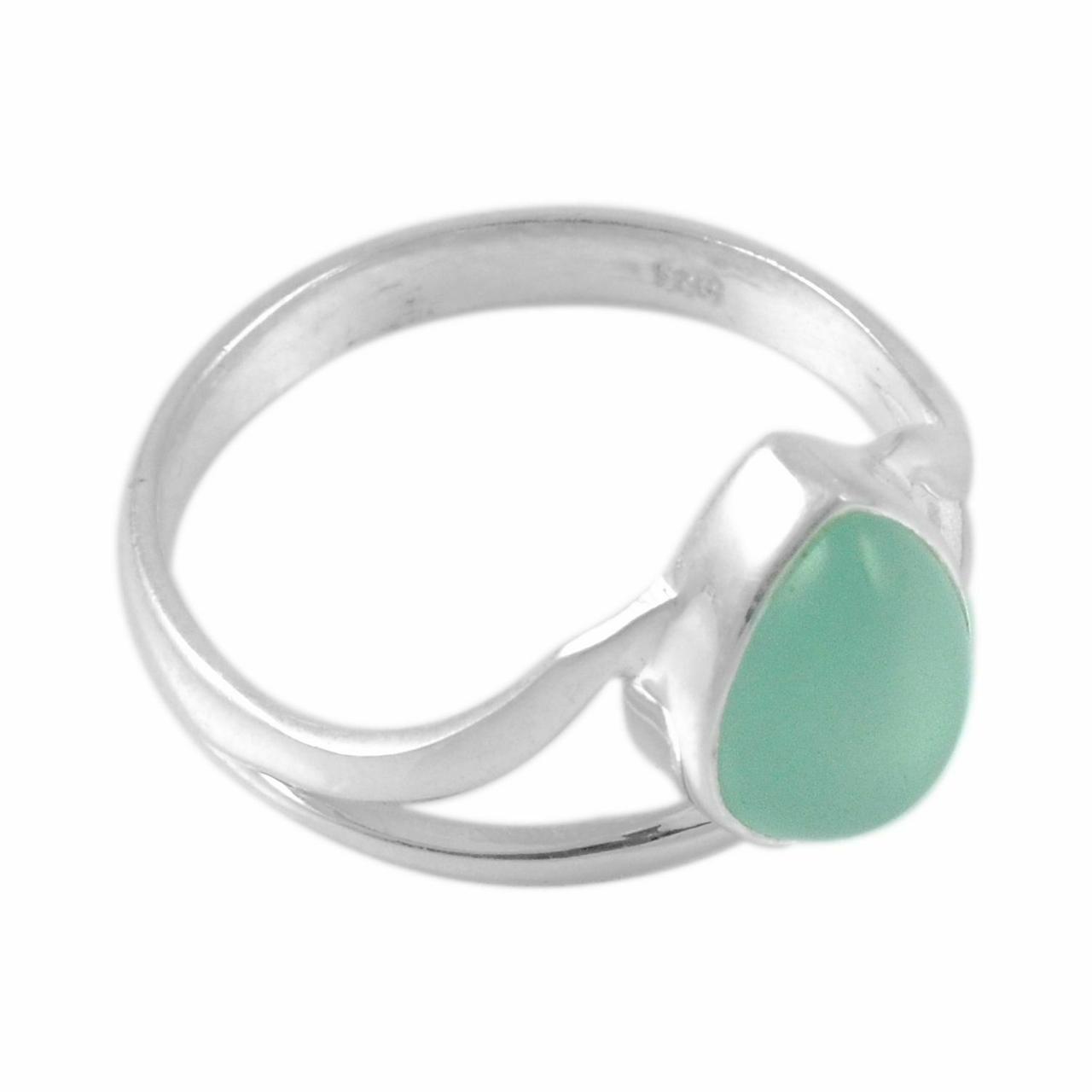 Срібне кільце з агатом халцедон, 10*7 мм, 1158КЦХ