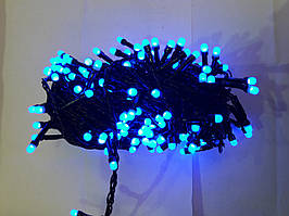 Гірлянда МАТОВА 100 LED 5mm на чорному проводі, синій