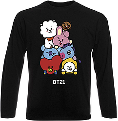 Футболка з довгим рукавом BTS Bangtan Boys "BT21" (чорна)