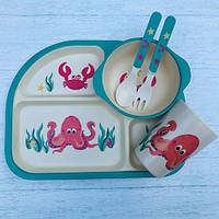 Бамбуковий набір дитячого посуду Краб з 5 предметів