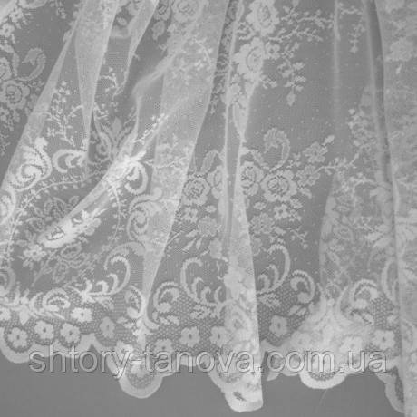 Французский гипюр, гипюр тюль, тюль в стиле прованс цветы и коронки белый - фото 1 - id-p109996408