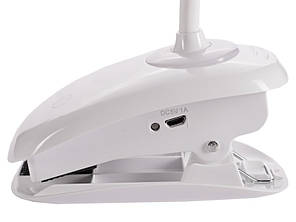 Світлодіодний настільний світильник Luxel Прищіпка 6W IP20 (білий) + USB, нічник (TLC-04W), фото 4