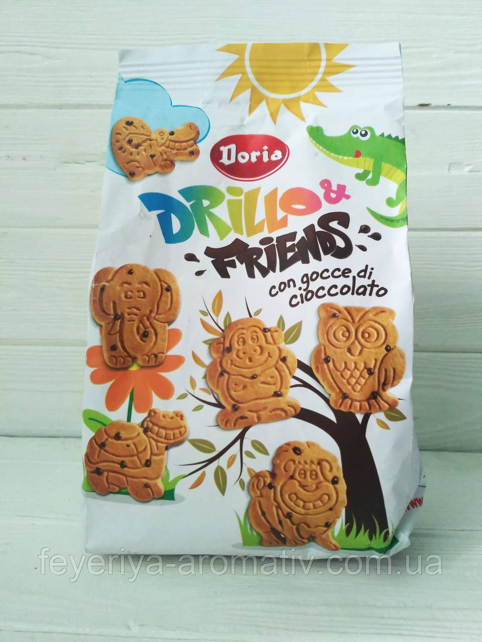 Печиво з шоколадною крихтою зоопарк Doria Drillo & Friennds 350гр (Італія)