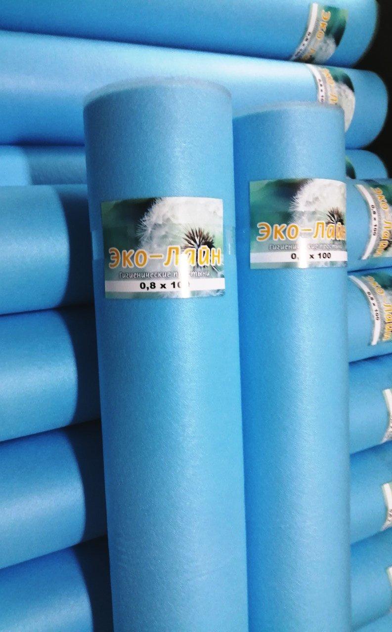 Одноразові блакитні простирадла Еколайн 0,8х100м