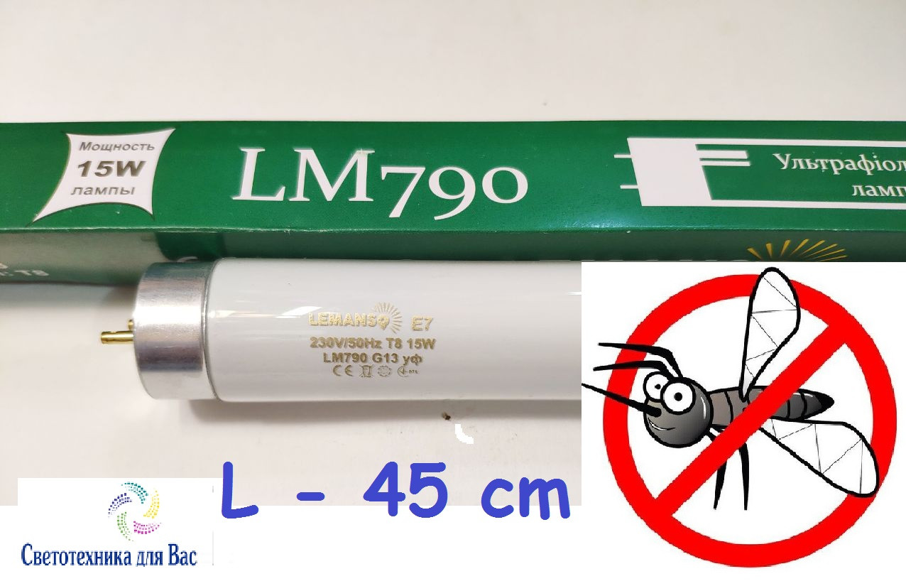 Люмінесцентна лампа ультрафіолетова insect LM3822 (аналог LM790) 15W BL350 G13 для знищувачів комарів, фото 1