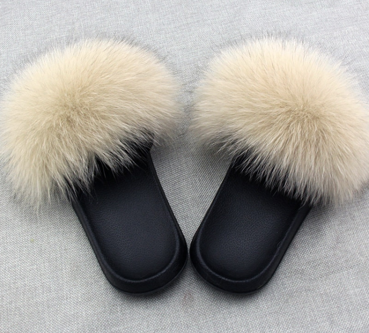 Шльопанці з хутром With needles 38 24,5 см Бежеві В-380