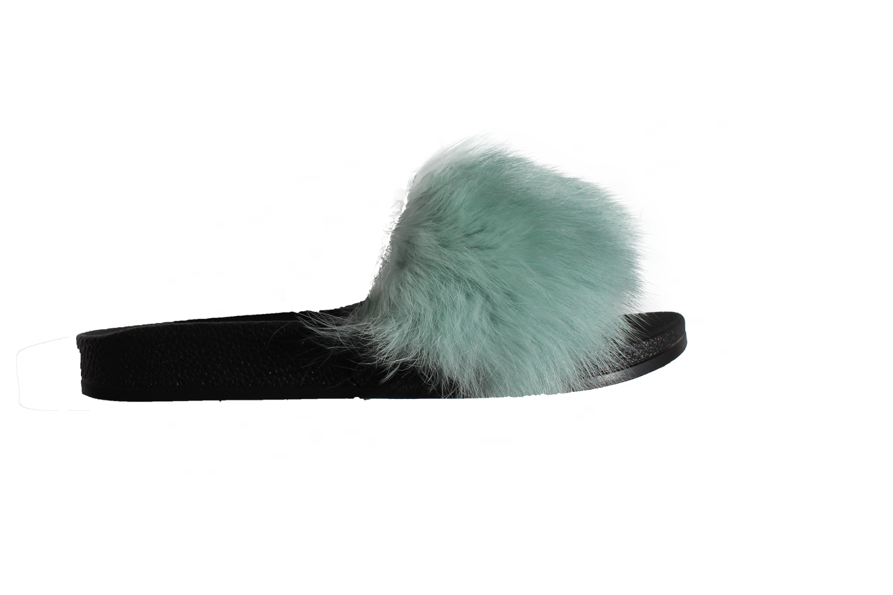 Шльопанці з хутром кролика With needles 39 25 см М'ята М-459