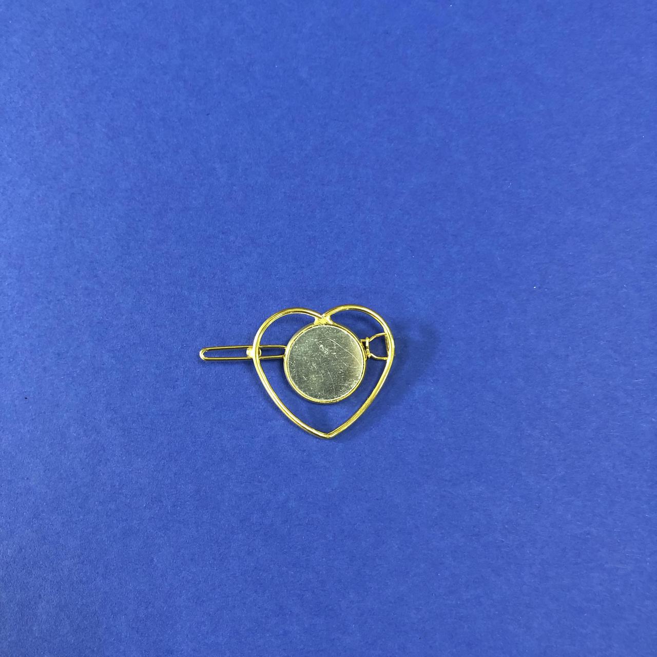 Шпилька для волосся металева золота у формі Серця, фото 1