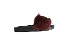 Шлепанцы с мехом кролика With needles 37 23.5 см Бордовые А-017
