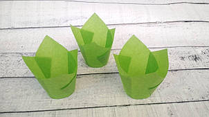 Форми паперові для кексів Тюльпан 50*75 мм, Зелені