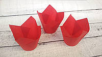 Формы бумажные для кексов Тюльпан 50*75 мм,Красные