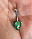Сережки для пірсингу пупка у формі серця з опалом, фото 3
