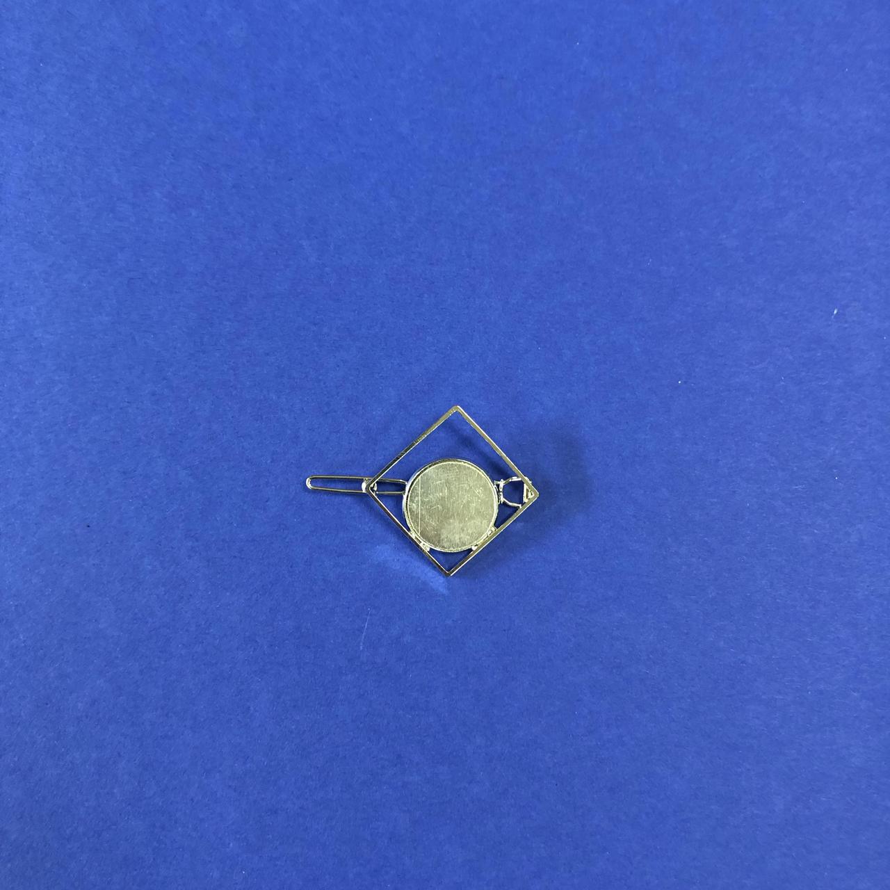 Шпилька для волосся металева срібляста у формі Квадрат, фото 1