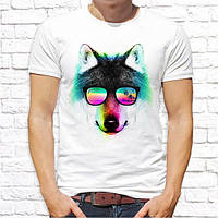 Чоловіча футболка з принтом Вовк в окулярах Push IT