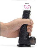 Чорний фалос на присоску з вібрацією Star orgasm 19 см, фото 3