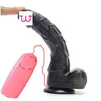 Чорний фалос на присоску з вібрацією Star orgasm 19 см