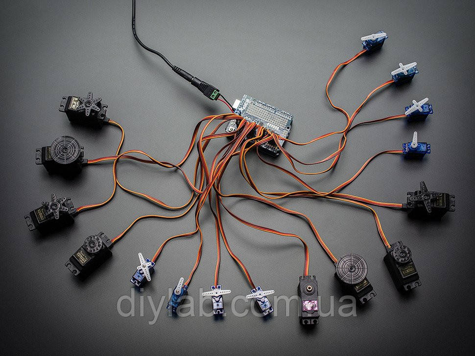 16 канальний 12-bit PWM/Servo Shield Arduino I2C інтерфейс від Adafruit