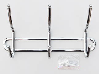 Довжина 26 см. Вішалка ВНК3 настінна метал в хромованому покритті на 3 гачка