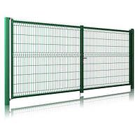 Ворота распашные готовые (полный комплект) с заполнением сварной сеткой 3D, цинк/полимер, PROMZABOR, Украина