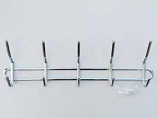 Довжина 46 см. Вішалка ВНК5 настінна метал в хромованому покритті на 5 гачків