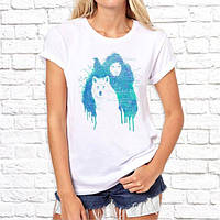 Женская футболка с принтом Волчица и Ведьма S, Белый Push IT