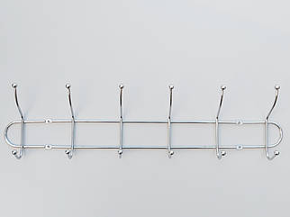 Довжина 48 см. Вішалка ВНТ6 настінна метал в хромованому покритті на 6 гачків