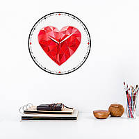 Годинник Серце Настінний годинник Полігональне серце Подарунок для другої половинки Годинник кварцовий безшумний 30 см