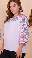 Женская блузка вышиванка сиреневая 50 52 54 56 58 размеры.