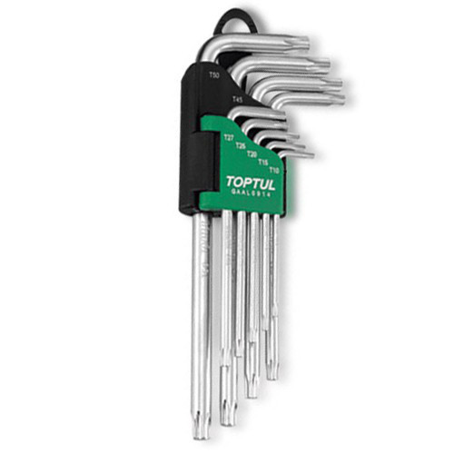 Toptul Набір ключів TORX Р-обр. довгих TOPTUL T10-T50 9ед. з отвором GAAL0919