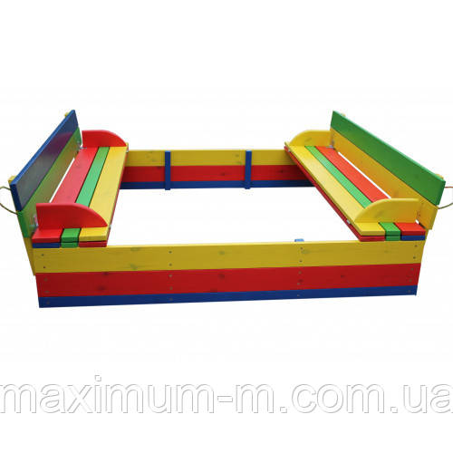 Пісочниця з кришкою кольорова 140х140х36 см
