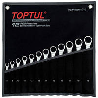 Набір комбінованих ключів трещоточных TOPTUL 8-19мм 12ед. в чохлі GPAQ1202