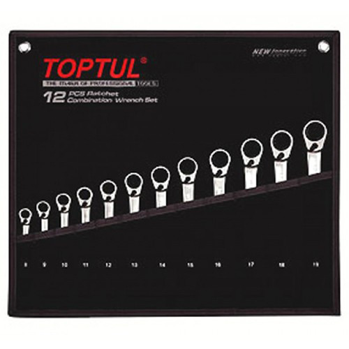 Toptul Набір ключів тріскачкових реверсивних TOPTUL 8-19 мм у чохлі 12ед. GPAQ1203