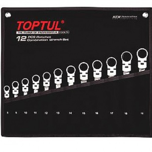 Toptul Набір ключів з тріскачкою і шарніром комбінованих TOPTUL 12ед. 8-19мм в чохлі GPAQ1204