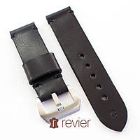 Ремешок для наручных часов Revier ручной работы из натуральной итальянской кожи черного цвета 22, 24, 26мм