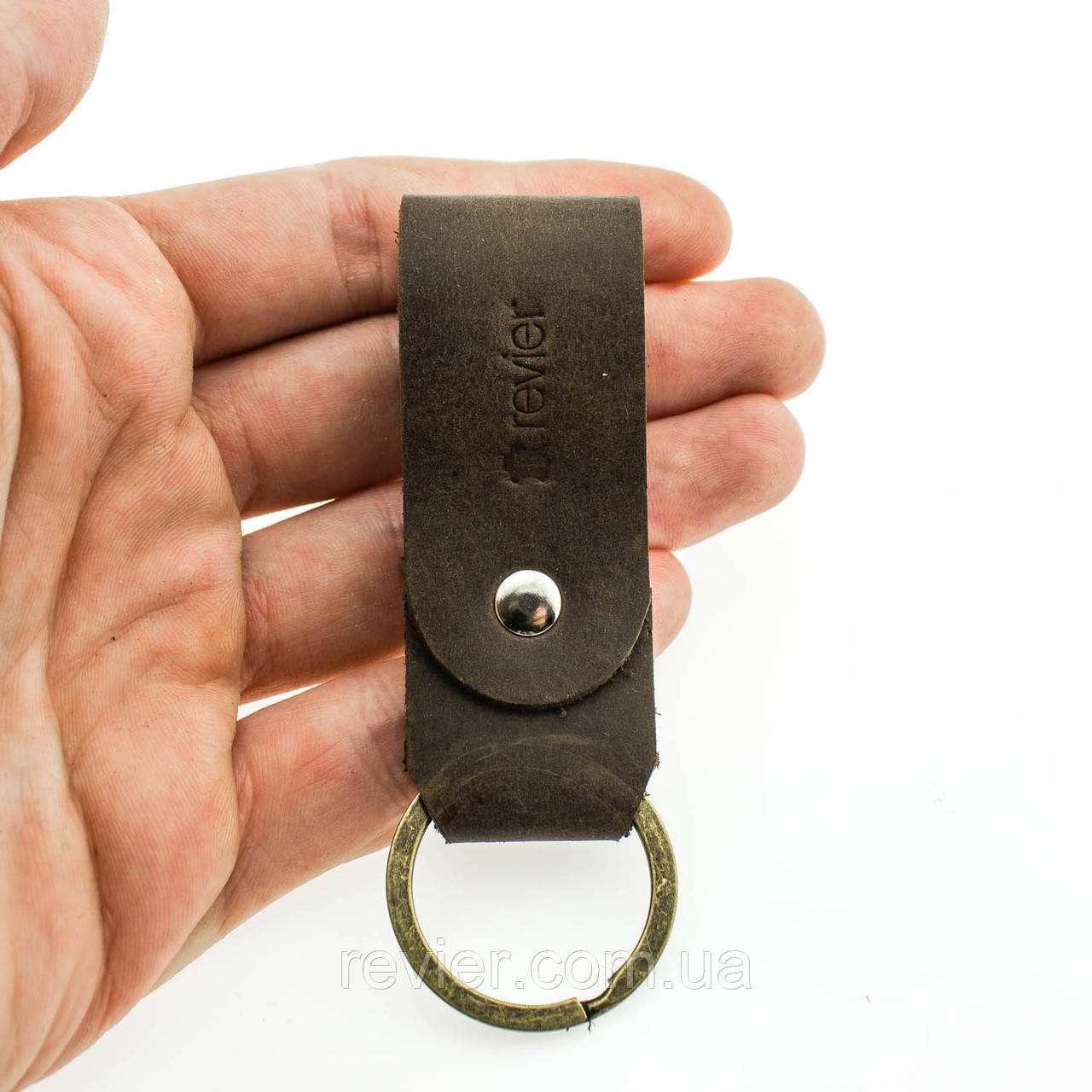 Брелок для ключів коричневий з натуральної шкіри ручної роботи Revier