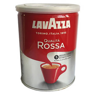 Мелений Італійську Каву Lavazza Qualita Rossa в залізній банці 250г, суміш арабіка робуста