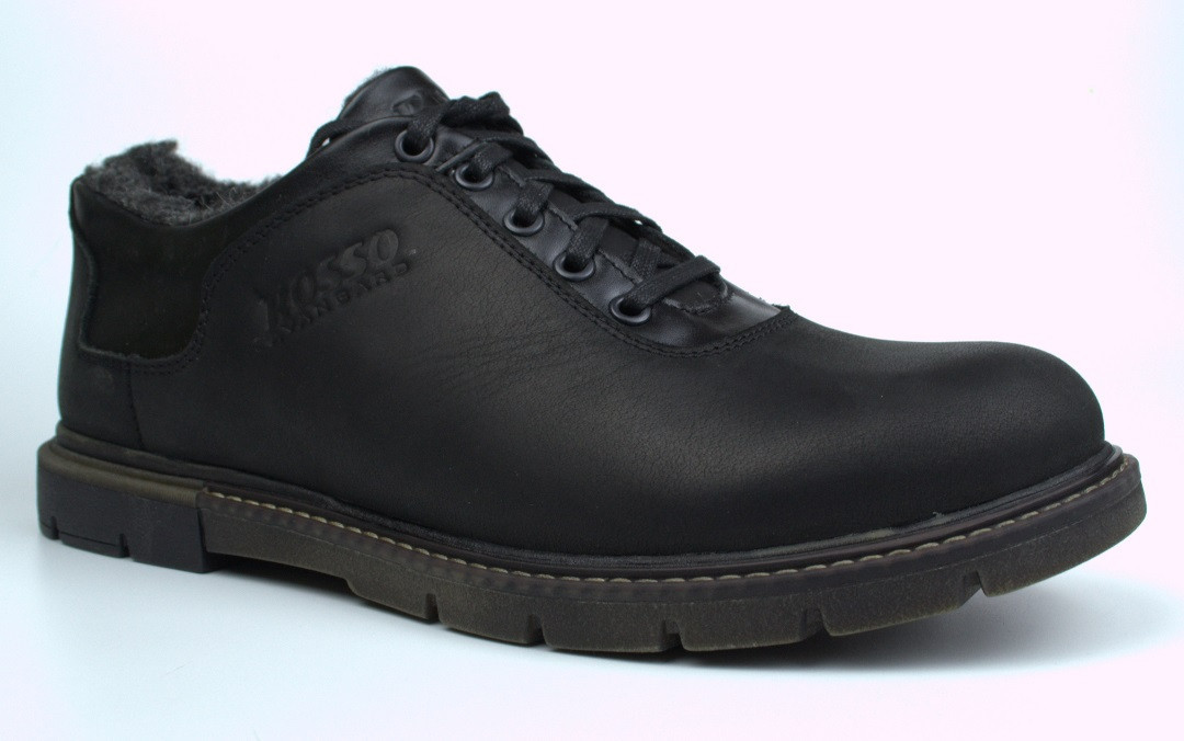 Зимові туфлі великих розмірів на хутрі чорні шкіряні Rosso Avangard Ragn Asfa Black BS