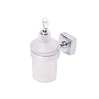 Дозатор для рідкого мила 7*11.5*15.5 см скляний на сталевому кріпленні