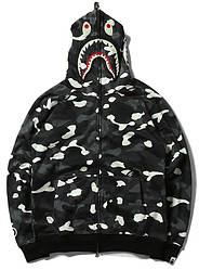 Худі Bape A Bathing Ape Shark Black Camo Full Zip Unisex Hoodie