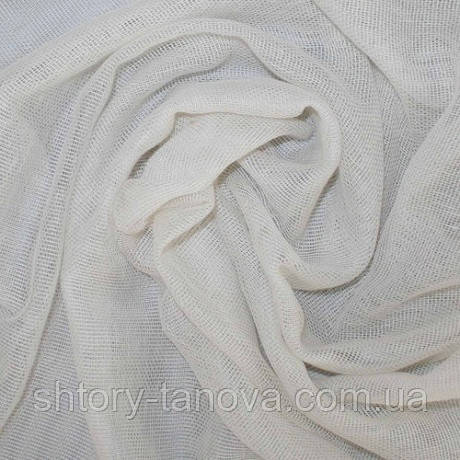 Тюль сітка льон супрайз молочний, фото 1