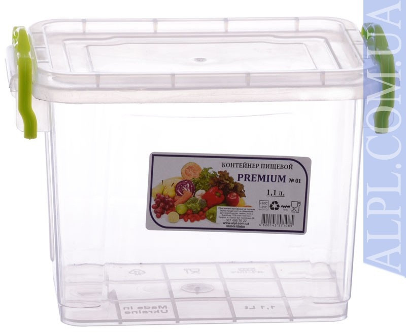 Контейнер для зберігання продуктів з затискачами "Premium" - 1,1л, глибокий