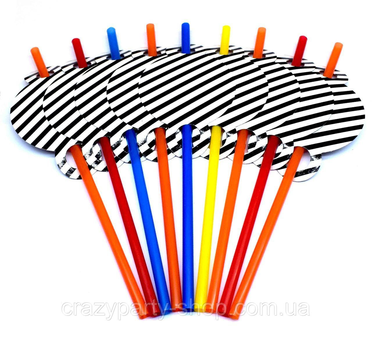 Трубочки для напоїв чорні в смужку, фото 1