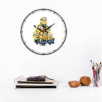 Minions годинник Minions декор кімнати Настінний годинник Міньйони Веселі Міньйони Точковий циферблат Білий фон 30 см