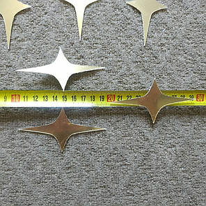 Дзеркальні зірки наклейки 9см*5 см пластикові, 30шт набір золоті, фото 2