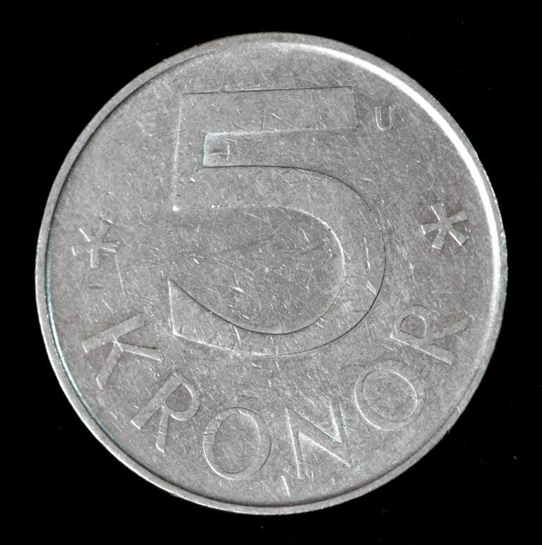 Монета Швеції 5 крон 1979-91 рр., фото 1