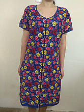Домашній річний квітчастий жіночий халат з бавовни 46-56