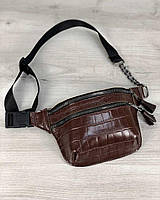 Стильна сумочка на пояс Елен коричневий крокодил